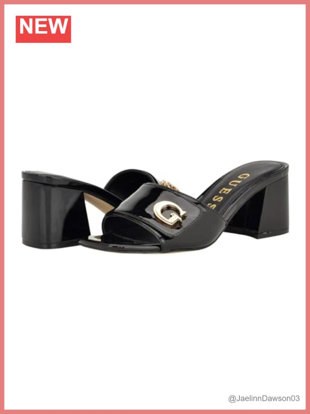 GUESS Gallai Block Heel Mules for Women Open Square Toe Slip On Faux Leather